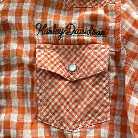 Harley-Davidson Orange Checkered Women’s shirt - Picture 4 of 5